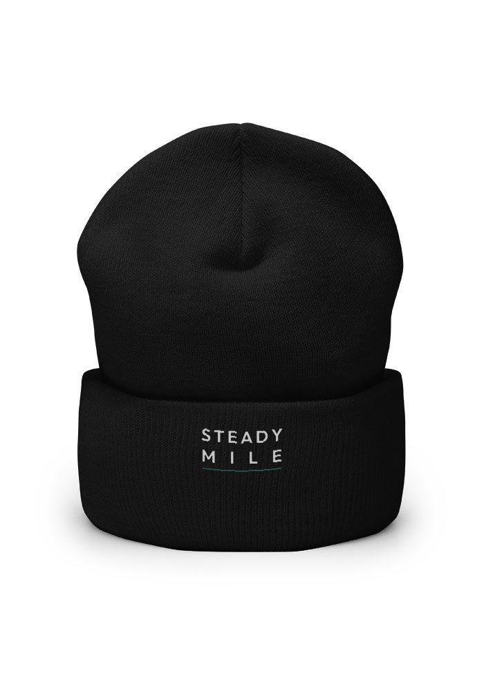 Cuff Beanie in Black with the embroidered Pathmark Steady Stack